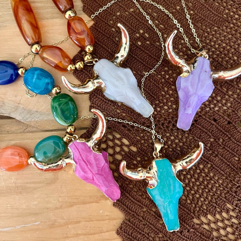 New! The “Zodiac Bull” Bohemian Rodeo Southwestern Steer Head Necklace